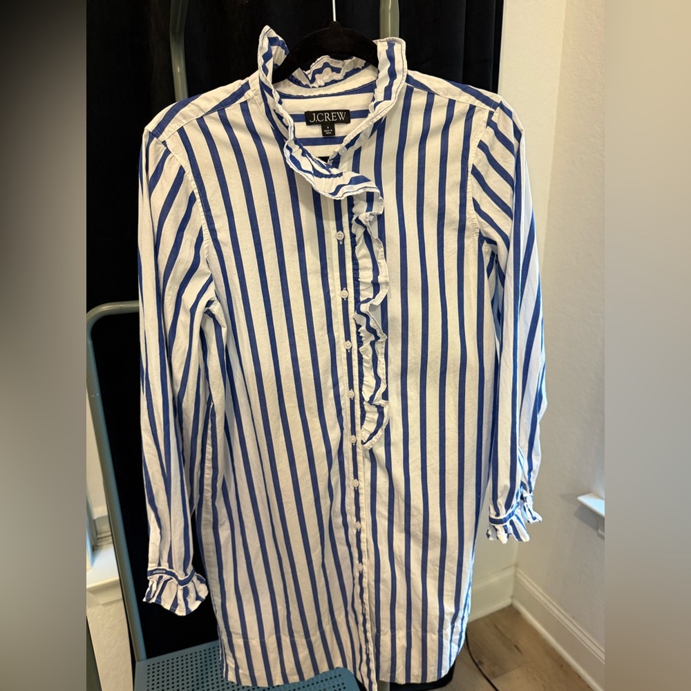J.Crew Re-Imagined Blue Stripe Beach Tunic Cover Up – Size 8